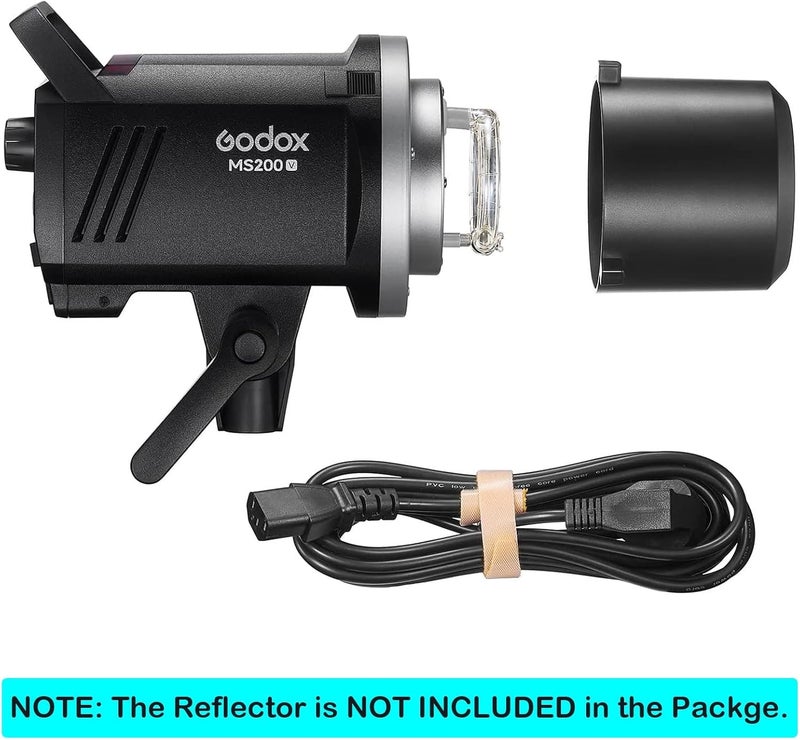 Eachshot Godox MS200V 200W Strobe Flash GN53 5600K 0.1-1.8S Recycle Time 2.4G with LED Modeling Lamp LED Light Strobe Flash Monolight for Studio, Portrait, Commerce Photography, etc (MS200 Upgraded Version) - Image 2